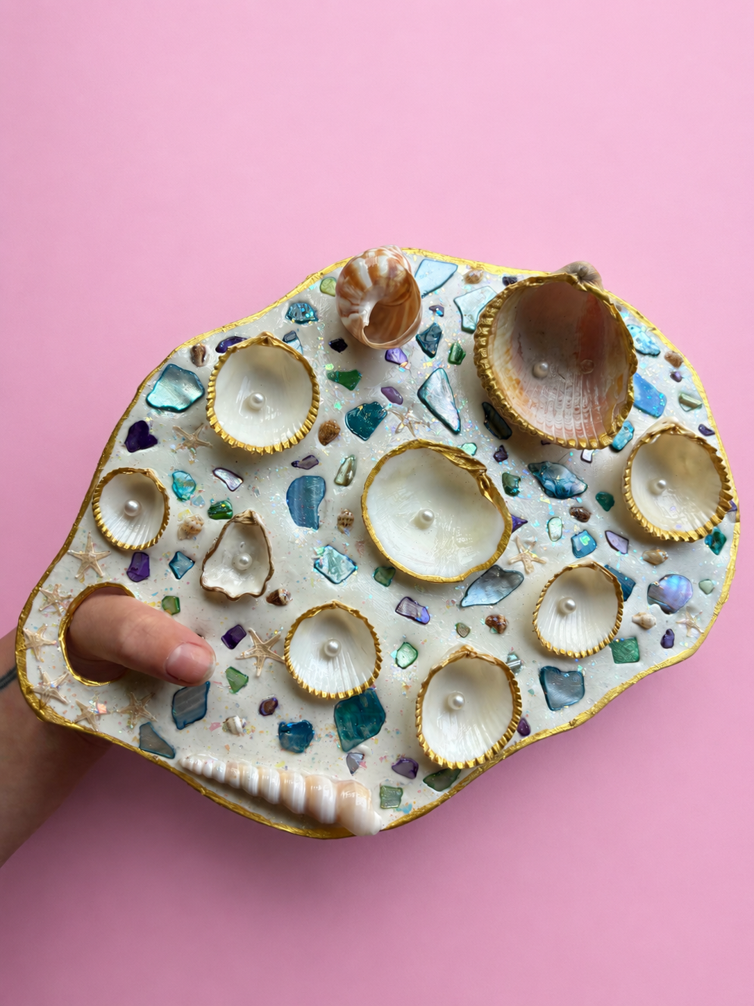 Mermaid Seashell Paint Palette (Blue/Purple/Multicolor)