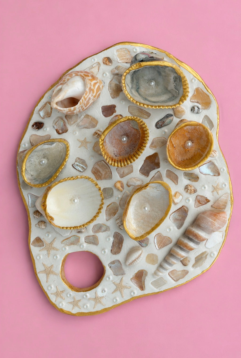 Mermaid Seashell Paint Palette (Beige/Pink/Multicolor)