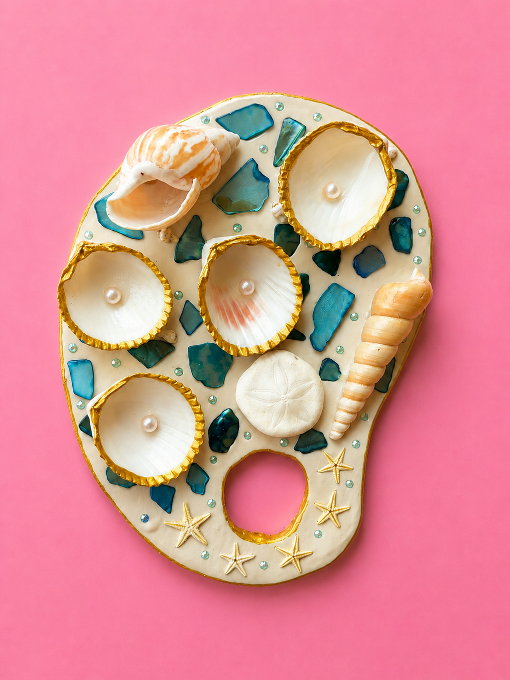 Mermaid Seashell Paint Palette (Blue)