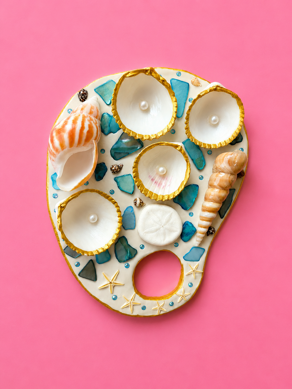 Mermaid Seashell Paint Palette (Blue)