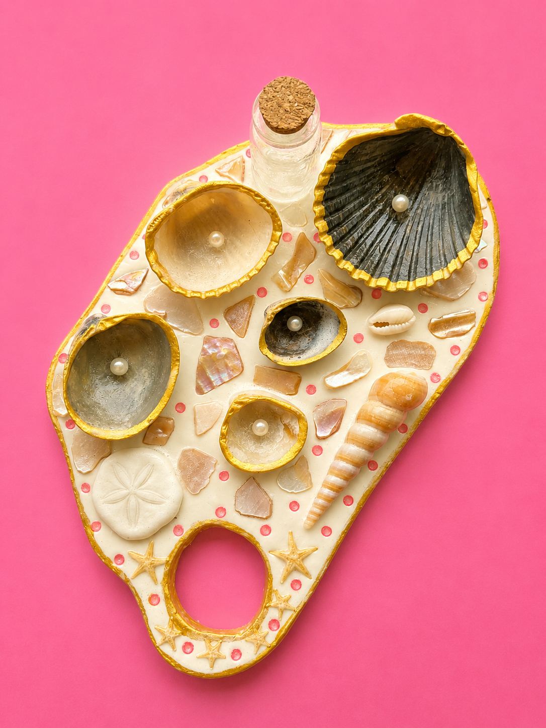 Mermaid Seashell Paint Palette (Beige/Pink/Multicolor)