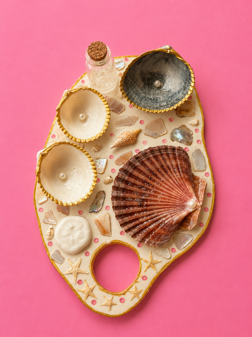 Mermaid Seashell Paint Palette (Beige/Pink/Multicolor)
