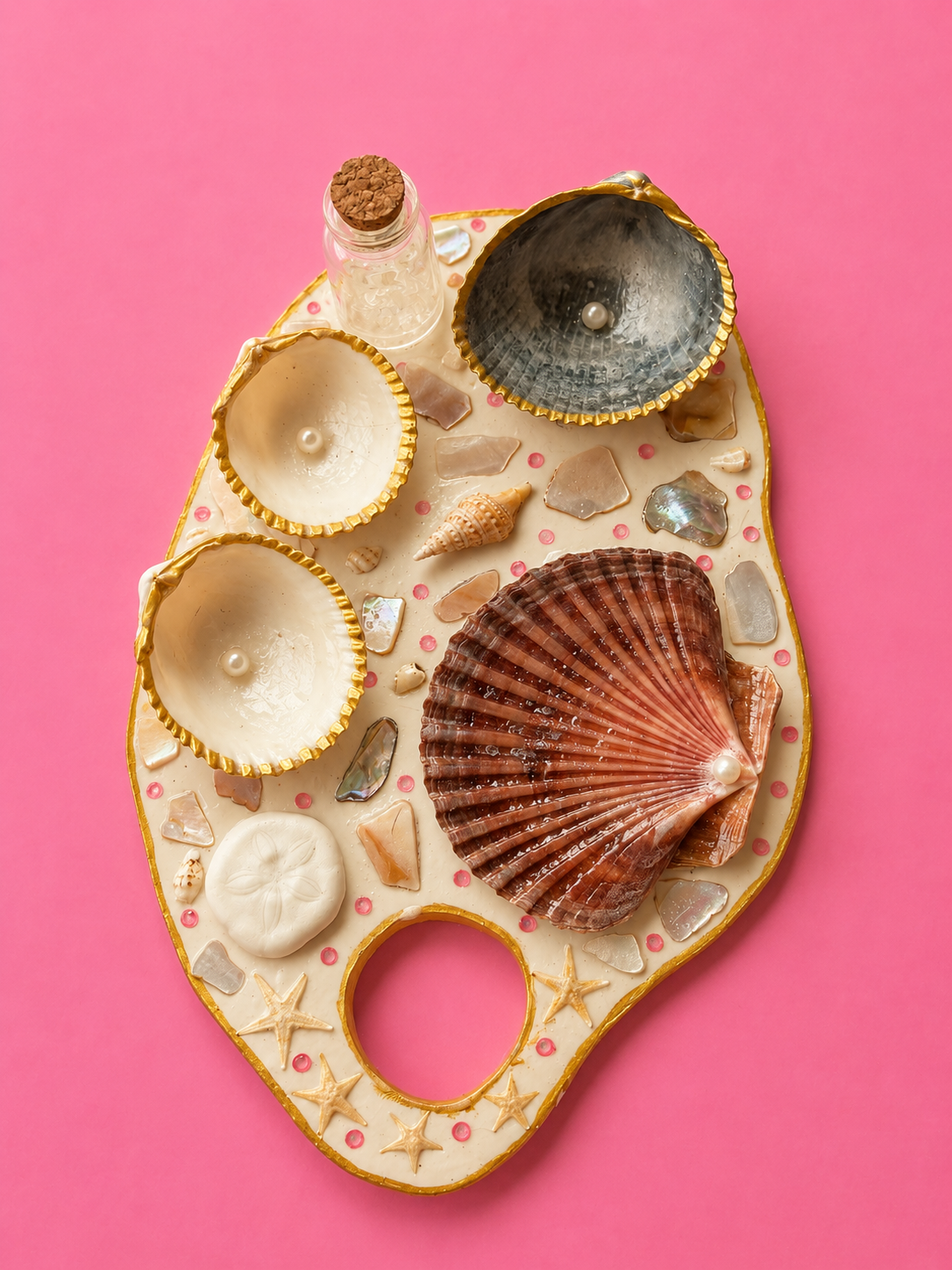Mermaid Seashell Paint Palette (Beige/Pink/Multicolor)
