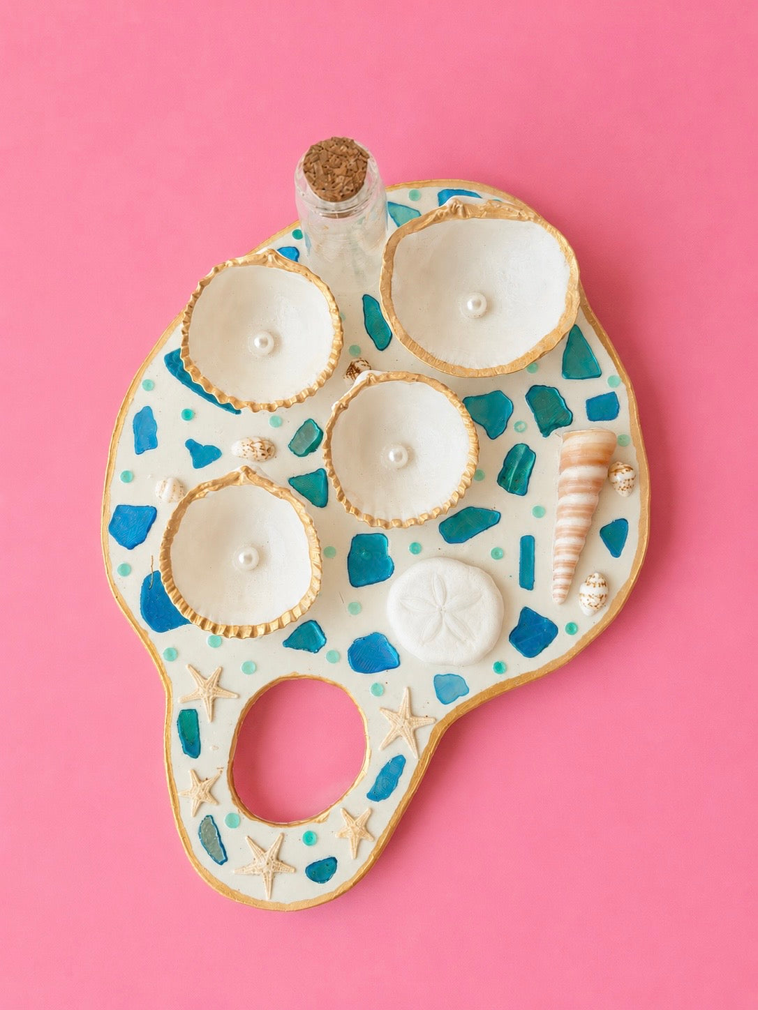 Mermaid Seashell Paint Palette (Blue)