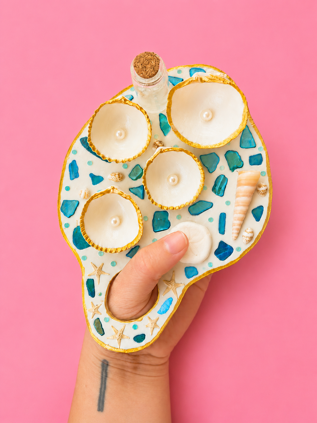 Mermaid Seashell Paint Palette (Blue)