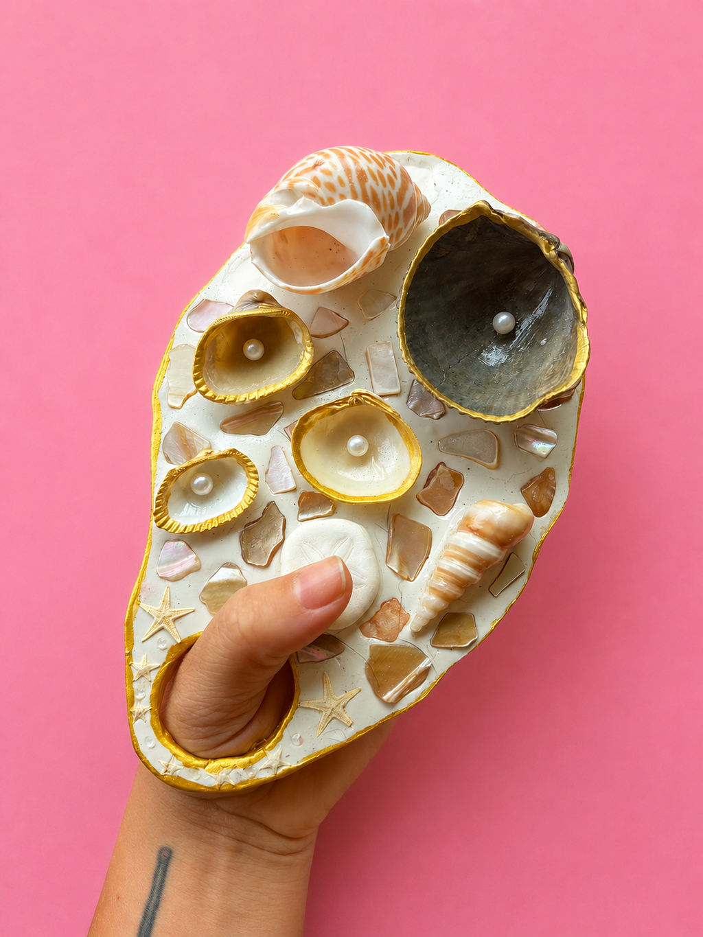 Mermaid Seashell Paint Palette (Beige/Pink/Multicolor)