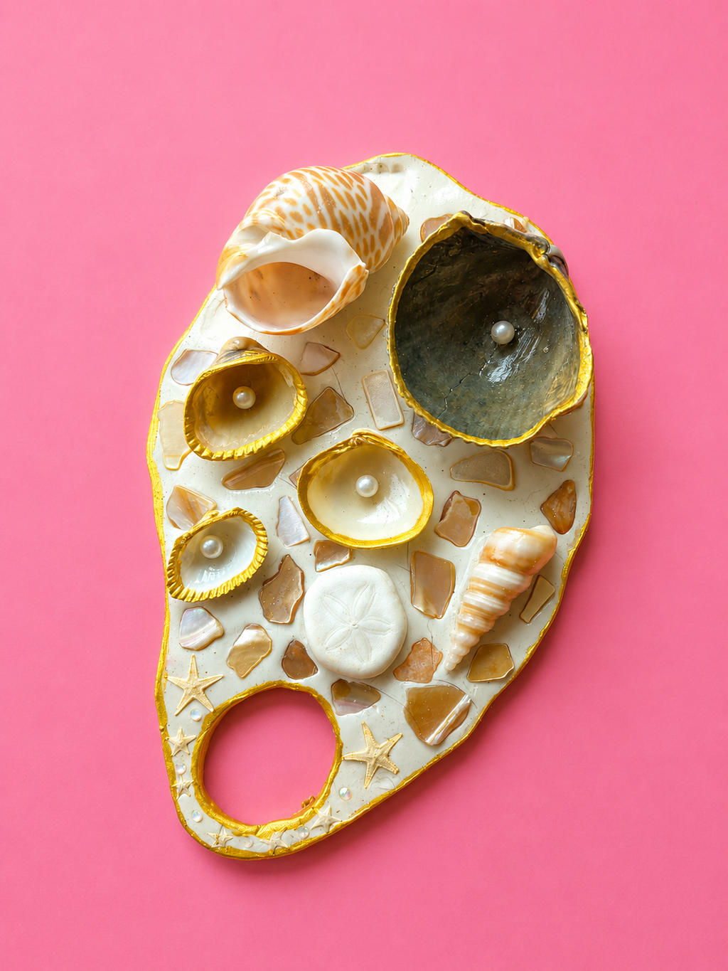 Mermaid Seashell Paint Palette (Beige/Pink/Multicolor)