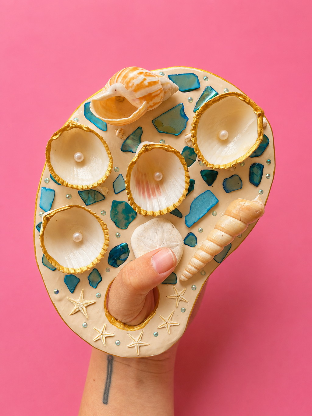 Mermaid Seashell Paint Palette (Blue)